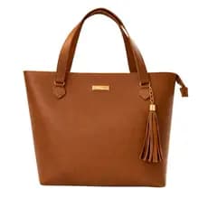 Bolsa Sacola Feminina Tote Grande com Zíper e Chaveiro Tassel Premium para Trabalho e Faculdade