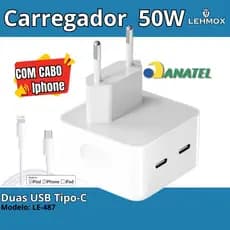 Carregador 50w Turbo iPhone 12 13 14 15 16 pro max Tipo C