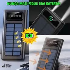 Power Bank Carregador Solar 20000 mAh Rápido 10000mAh 4 Cabos lanterna LED Display Digital 3.1A