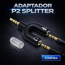 Adaptador P2 Splitter 3.5mm Fone e Microfone Universal