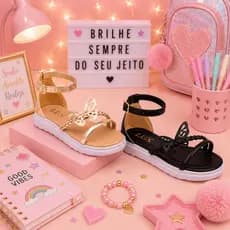 Kit 2 Pares Sandália Rasteira Infantil Menina Femina Casual 28 ao 37 Tranças Coloridas Escolar