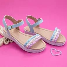 Sandália Infantil Menina Rasteira Envio Full Trancinhas Coloridas Confortável Leve 20 ao 36 Lux