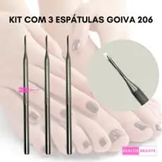 Kit com 3 Goiva 206 - Slim - Pedicure e Manicure - Aço Inox