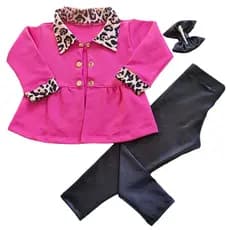 Conjunto CASACO MOLETOM PINK PRETO  Conjunto Infantil Menina  Conjunto Infantil Feminino Conjunto para Menina