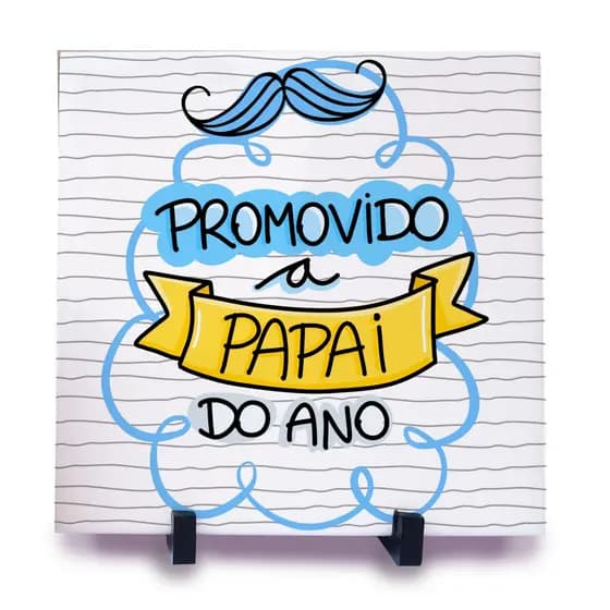 Porta Retrato De Azulejo Personalizado Promovido a Papai do Ano