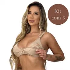 kit 5 Sutiã Para Amamentação em Microfibra de Poliéster pós parto maternidade tic tac