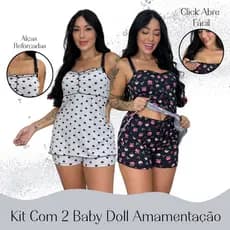 kit 2 Baby Doll Amamentação Gestante Confortável Click Abertura Seguro lactante