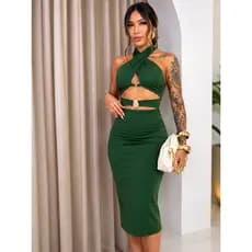 Conjunto Cropped e Saia MIDI Feminina Moda Gringa Carol
