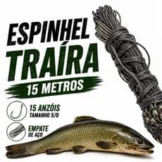 Espinhel Traíra 15 Metros 15 Anzóis 5/0 com Empate de Aço Bella Pesca