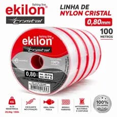 Linha de Nylon Cristal 0,80mm 100 Metros Ekilon Crystal – Alta Resistência 29,5kg