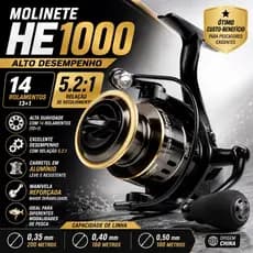 Molinete HE1000 com 14 Rolamentos 5.2:1 – Alto Desempenho Importado