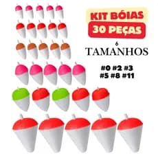 Conjunto Kit Bóias de Isopor para Pesca 30 Peças – 6 Tamanhos Sortidos