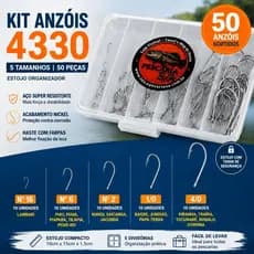 Kit Estojo com 50 Anzóis 4330 Sortidos + Estojo Organizador - piau piava mandi bagre jundiá traíra tilápia