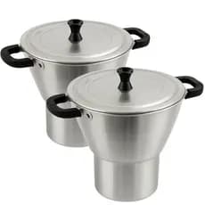 Kit 02 Coscuzeira Alumínio Antiaderente Cuscuz Panela Cozinha 16cm Prática e Econômica