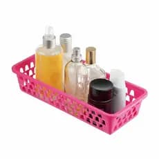 Kit 10 Cesto Organizador Pink Multiuso Retangular Gaveta Armário Prateleira Make Bebê Casa
