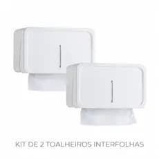 Kit 2 Toalheiros Dispenser Interfolha Papel Branco Moderno Banheiro Escritório Cozinha