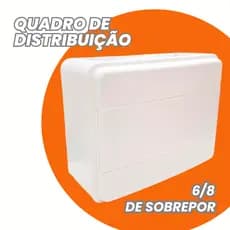 Quadro Caixa Distribuição Sobrepor para 8 disjuntores com porta reversível Branco.