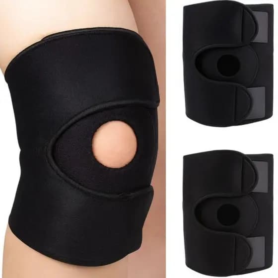 Joelheira Ortopédica Articulada Compressão Neoprene Reforçada Ajustável Apoio Joelho Esportiva Preta