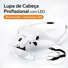 Lupa Óculos Cabeça Profissional 5 Lentes 2 LEDs Aumento Leitura Estética