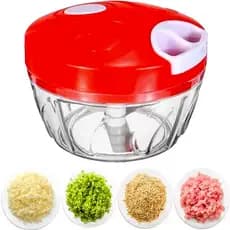 Processador Triturador Manual 500ml 3 Lâminas Picador Alho Cebola Legumes Alimentos Portátil Cozinha