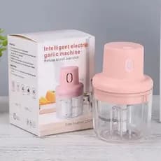 Mini Processador Triturador Sem Fio USB 250ml 3 Lâminas Aço Inox Alho Legumes