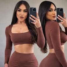 Blusa Cropped Feminina Manga Longa Inverno - Tecido Suplex Confortável, Tamanho Único Roupa festa noite
