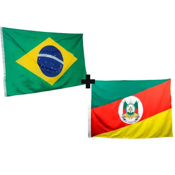 Bandeira Premium 01 Brasil + Rio Grande do Sul Oficial 90 x 150 cm C/ Anilhas p/ Mastro