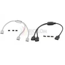 Cabo Splitter Luz RGB 4 Pinos 30cm - 1T2 + Conector P4 Branco Preto Sem Solda