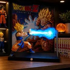 Action Figure Goku Kamehameha 16Cm Com Luminária Dragon Ball Z Recarregavel