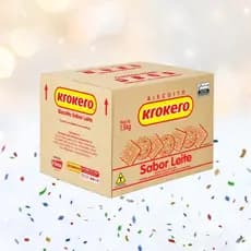 Biscoito Krokero Sortidos Caixa 1,5kg - Sabores Coco ou Leite