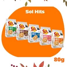 Biscoitos Salgado Sol Hits Cebola Salsa, Churrasco, Queijo, Original, Presunto 80g
