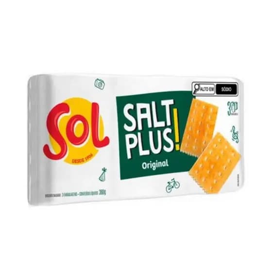 Biscoito Salgado Sol Salt Plus Original 360g
