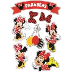 topo de bolo minnie personalizado com nome e idade