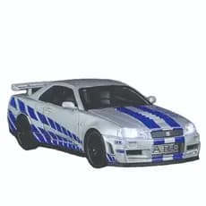 Miniatura Nissan Skyline GT-R R34 Escala 1:32 – Carrinho Diecast Coleção e Brinquedo com Som e Faróis Velozes e Furiosos
