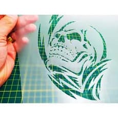 Stencil Caveira com Fogo Tribal para Aerografias e Pinturas 2R12