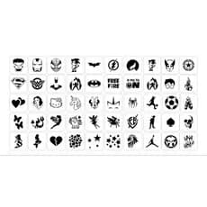 Kit 50 Stencils Pequenos para pintura facial e corporal Tema Infantil Super-Heróis