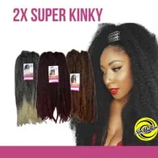 2X SUPER KINKY BRAIDS SER MULHER 120 GRAMAS 55CM (MARLEY HAIR).