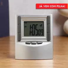 Relógio de Mesa Digital. Alarme, Calendário e Cronômetro Com pilhas
