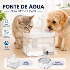 Bebedouro Fonte de Agua para Gatos e Cachorros 1,5 Litros Automático Elétrica USB Silenciosa