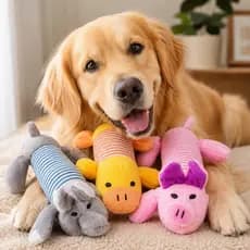 Brinquedo Mordedor Interativo para Pet Cachorro com Apito em Pelúcia para Raças Pequenas e Medias