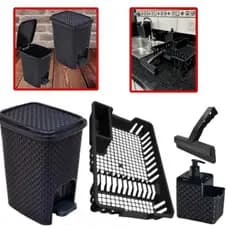 Organizador Cozinha Pia Lixeira Rodo Escorredor Porta Detergente Porta Esponja Kit 4 Pecas