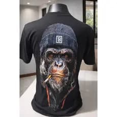 Camiseta Masculina Original Gorila Premium Gola Redonda Preta Não Desbota/Encolhe