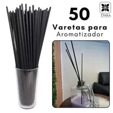 Kit Vareta Fibra de Algodão Preta Para Aromatizador - 50 unidades
