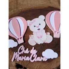 Topper Topo de Bolo Chá de Bebê Ursinha – Decoração Fofa e Encantadora para Adoçar a Festa