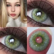 UYAAI 2pcs/Pair 14.2MM Lentes De Contato De Cor Verde Cosplay Cosméticos Para Dos Olhos