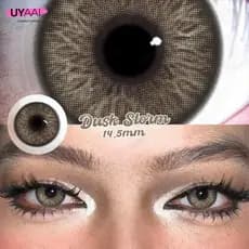 UYAAI Lente Colorida Marrom Natural , 2 Peças , Cinza De Contato Macia Para Maquiagem , Uso Anual , Lentes Série DNA2.0