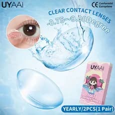 Lente Classificada UYAAI 1 Par De Lentes De Contato Transparentes Para Uso Anual Óculos De Miopia Estudantes Dioptria Co