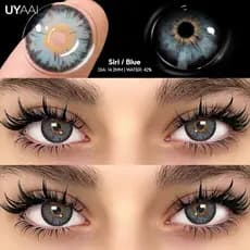 Lente De Contato Colorida Verde Natural UYAAI 1 Par Anual Nova Série Cleópatra 14.0-14.5mm Azul/Marrom/Cinza Para Alunos