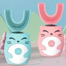 Escova De Dentes Elétrica Infantil De 3 Velocidades Em Formato De U Para 2-15 Anos À Prova D 'Água Desenho Automático