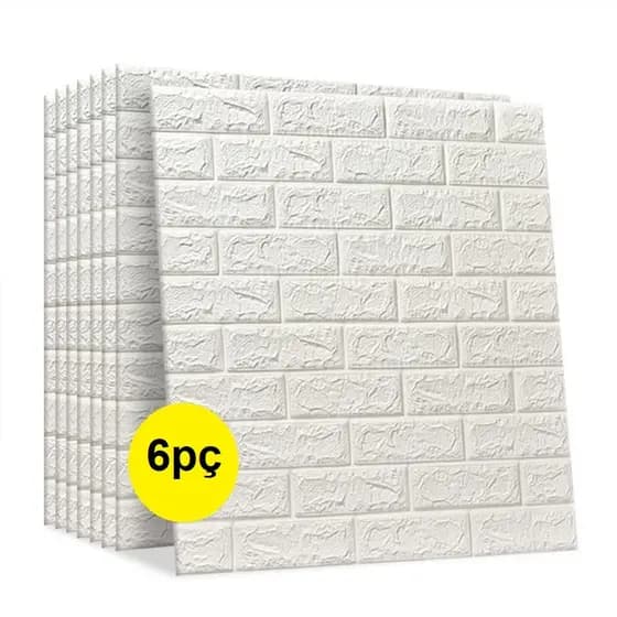 Kit 6pç Painel 3d Alto Relevo E Adesivo 77x70cm de Espuma